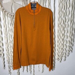 Robert Graham Men's Orange Knit Quarter Zip Long Sleeve Pullover Size Large